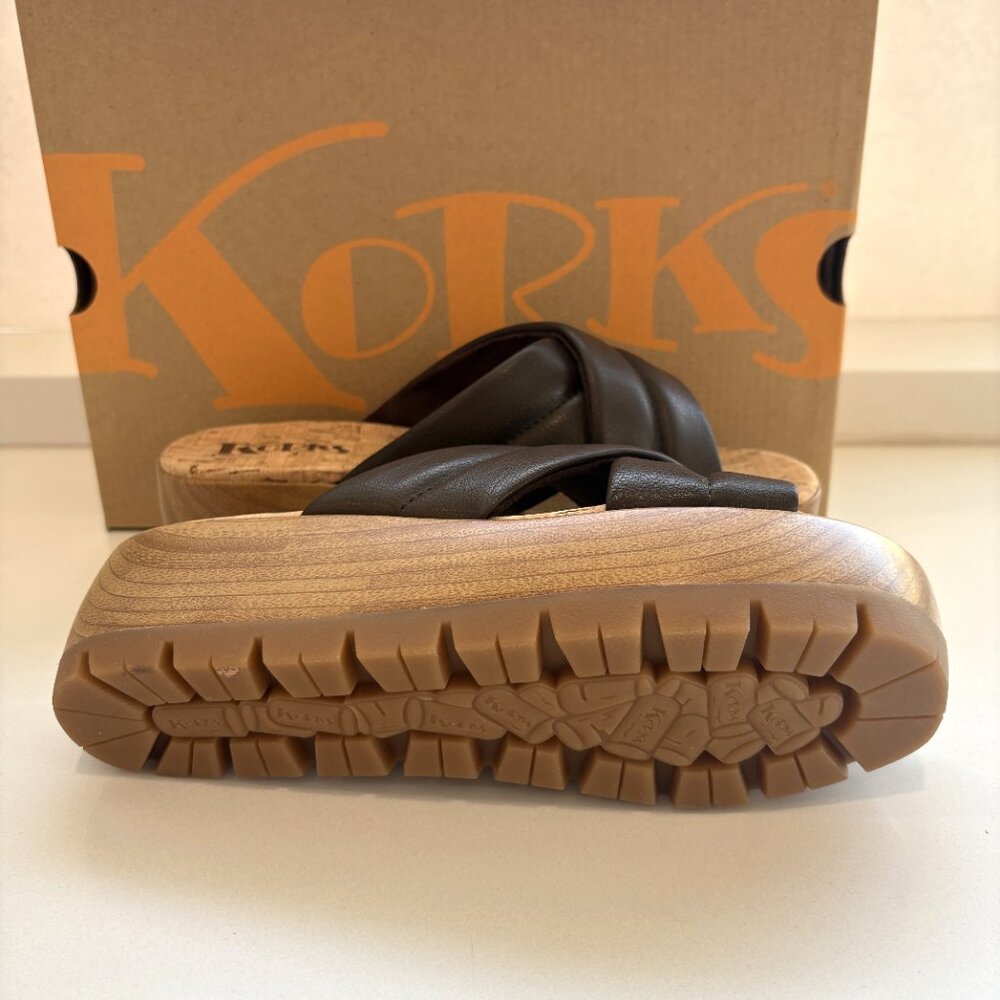 Korks by Kork-Ease Faithe Sandals Quilted Platform Wedge Brown Size 10 NEW - Picture 5 of 6